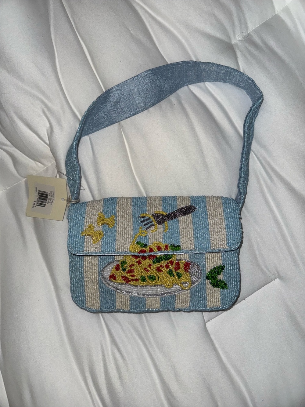 Pasta 3D Beaded Shoulder Bag Handmade In India New With Tags